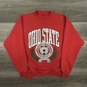 Vintage Ohio State Sweatshirt Mens Large Buckeyes Red NCAA Football 80s Made USA